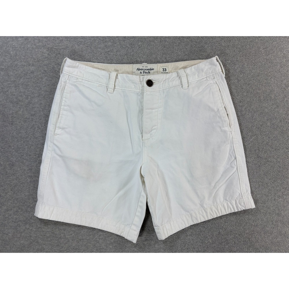 Abercrombie & Fitch Button Fly Casual Cotton Shorts (Men's 33) White - 7"